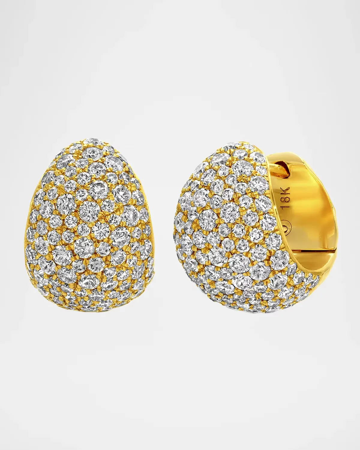 18K Yellow Gold Pave Diamond Icon Poppy Hoop Earrings by Octavia Elizabeth