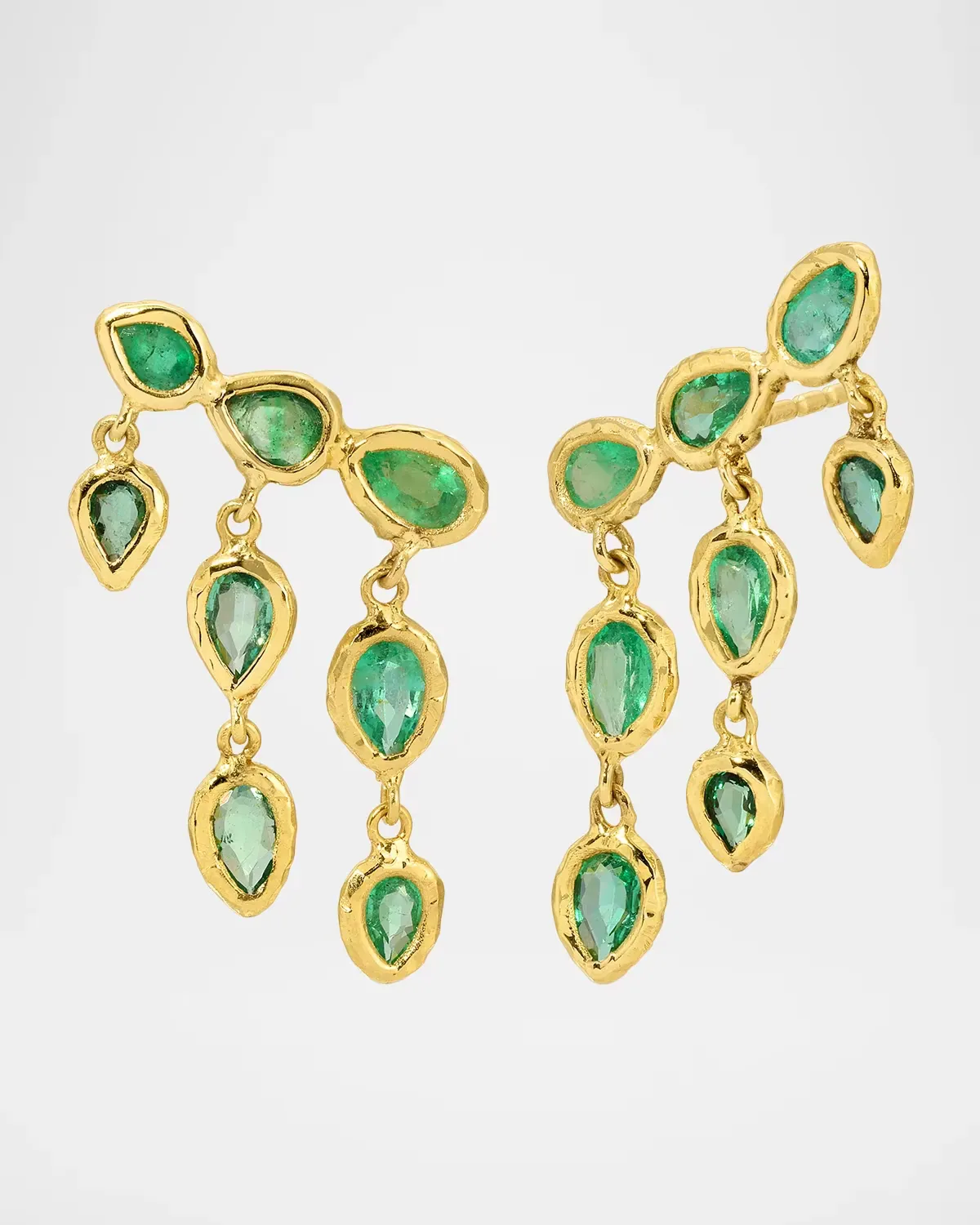 18K Mosaic Petite Emerald Fringe Earrings by Octavia Elizabeth