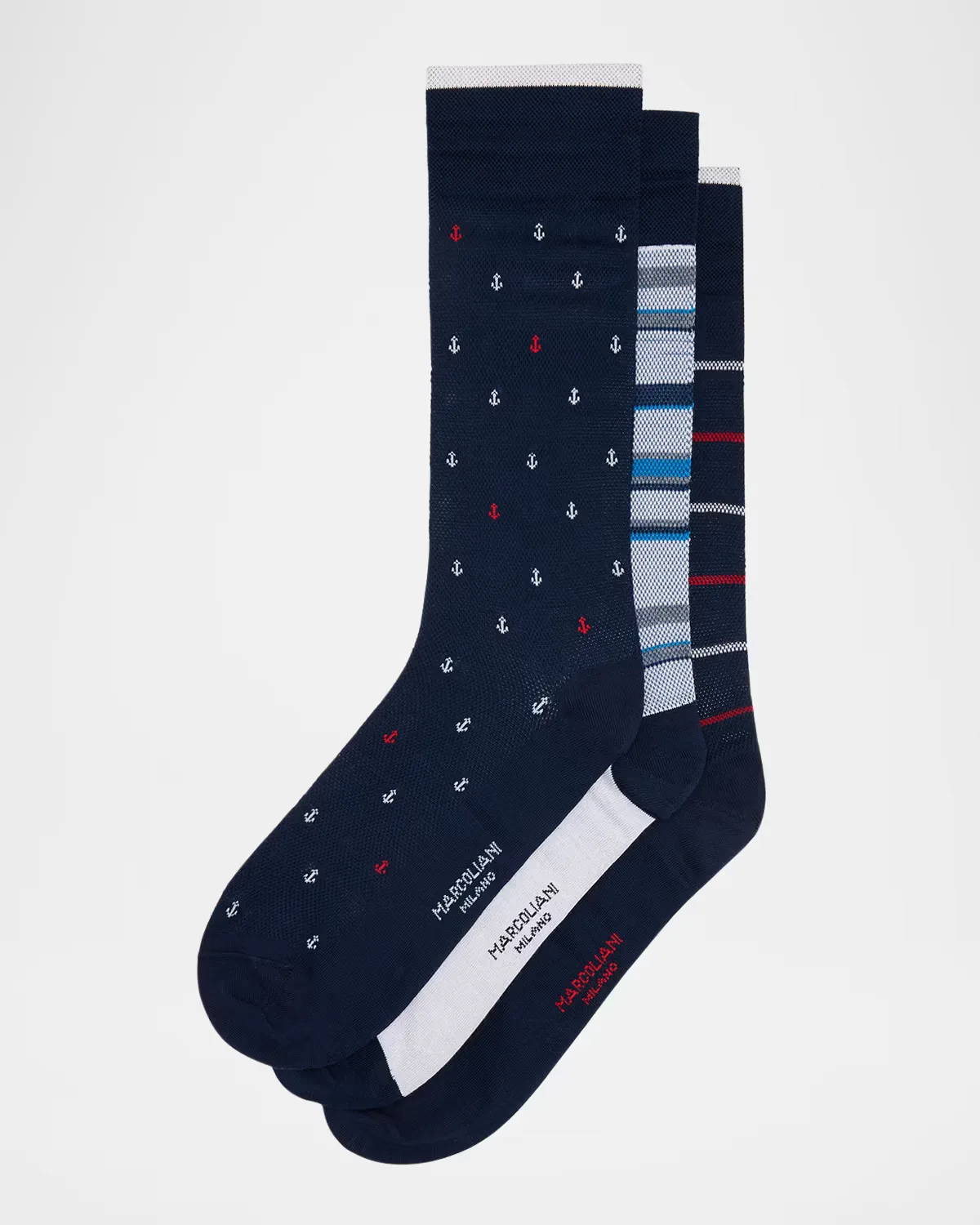 3-Pack Pima Cotton Crew Socks by Marcoliani