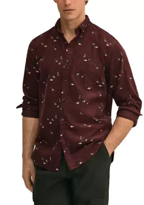 Cotton Fine-Wale Corduroy Mallard-Motif Sport Shirt by Brooks Brothers