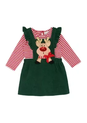 Corduroy Reindeer Appliqu Jumper Set by Rare Editions