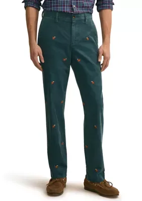 Cotton Blend Corduroy Embroidered Squirrel-Motif Pants by Brooks Brothers