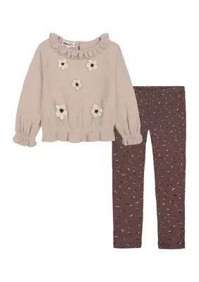 Flutter Neck Top and Leggings Set by Kids Headquarters