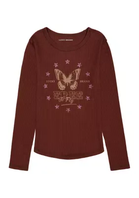 Long Sleeve Free to Fly Print Thermal Shirt by Lucky Brand