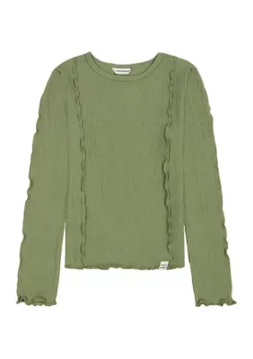 Long Sleeve Textured Rib Top by Lucky Brand