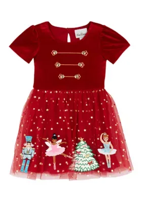 Short Sleeve Velvet Nutcracker Dress by Rare Editions