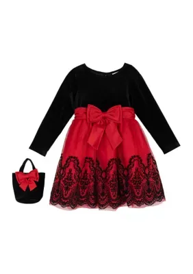 Velvet Flocked Dress by Rare Editions