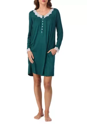 Sweater Knit Short Long Sleeve Nightgown by Eileen West