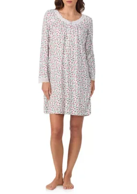Sweater Knit Short Long Sleeve Nightgown