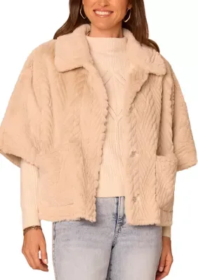 Wide Collar Caplet with Patch Pockets by Democracy