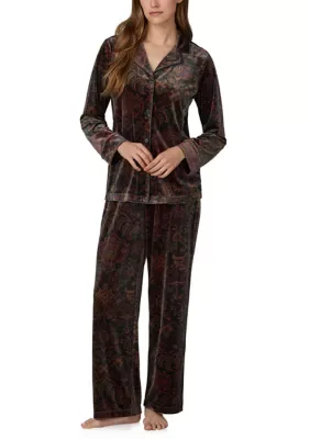 Lauren Ralph Lauren Long Sleeve Notch Collar Shirt and Long Pants Pajama Set