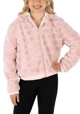 Faux Fur Zip Front Hoodie by Speechless