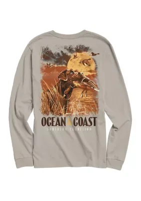 Long Sleeve Harvest Moon Hunting Graphic Shirt by Ocean  Coast