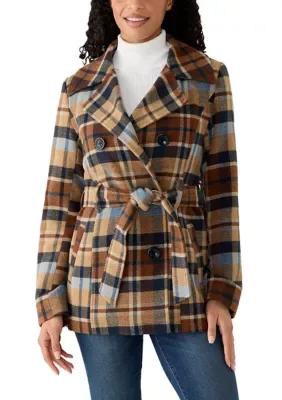Faux Wool Peacoat with Belt by Vine & Valley
