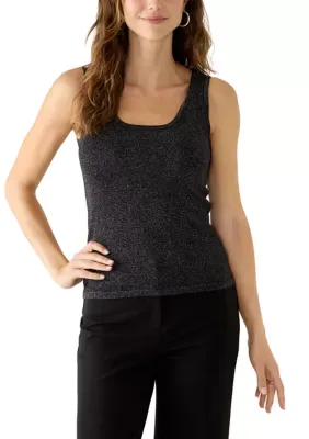 Metallic Scoop Neck Sweater Shell by Tahari