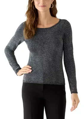 Metallic Boat Neck Sweater