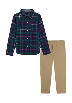 2-Piece Plaid Woven and Pant Set by Tommy Hilfiger