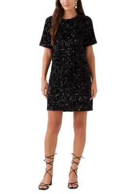Velvet Sequin Short Sleeve Dress