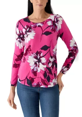 Long Sleeve Boat Neck Printed Sweater by Kim Rogers
