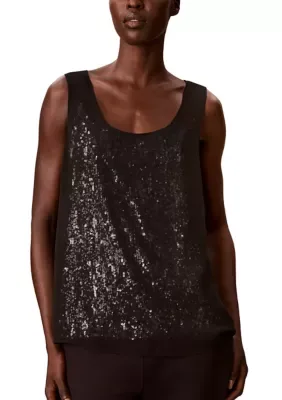 Sequin Chiffon Double Layer Cami Top by Calvin Klein