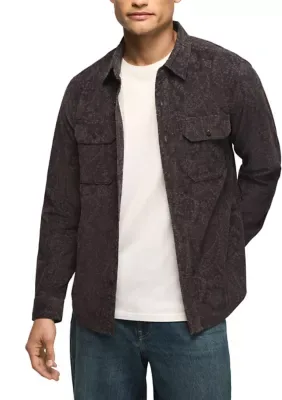 Printed Corduroy Long Sleeve Work Shirt