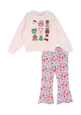 Christmas Motif Long Sleeve Shirt and Pants Set by Rare Editions