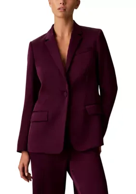Satin One Button Notch Collar Jacket by Calvin Klein