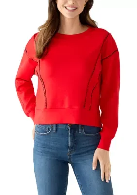 Long Sleeve Piped Scuba Top by Philosophy