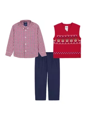 3-Piece Reindeer Vest Set by IZOD