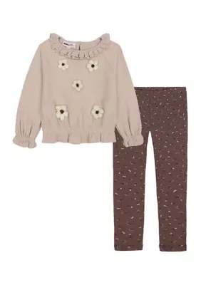 2-Piece Flutter Neck Legging Set by Kids Headquarters