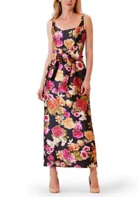Julia Jordan Floral Tie-Waist Column Dress by Jordan