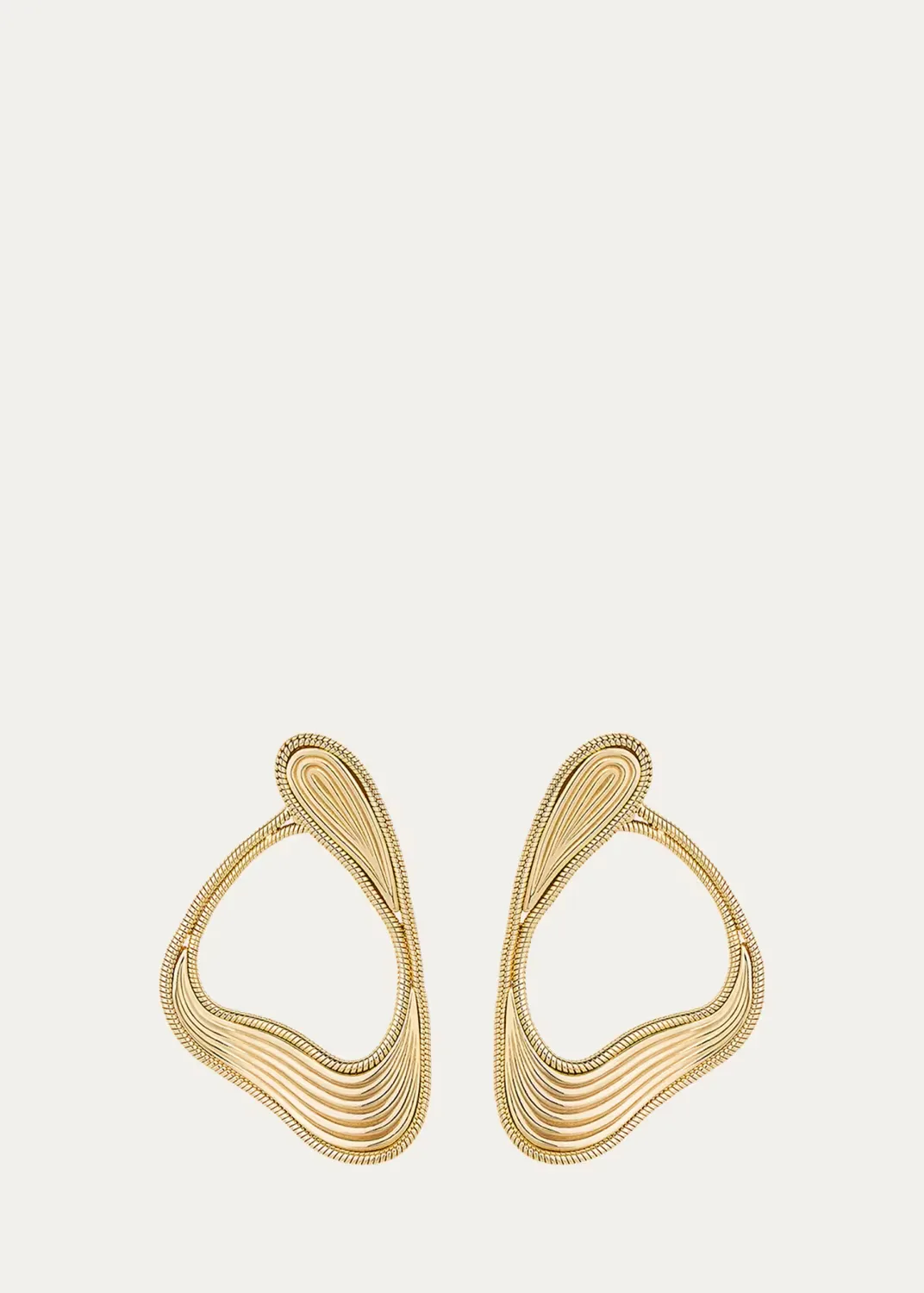 Stream Lines Loop Earrings in Yellow Gold by Fernando Jorge