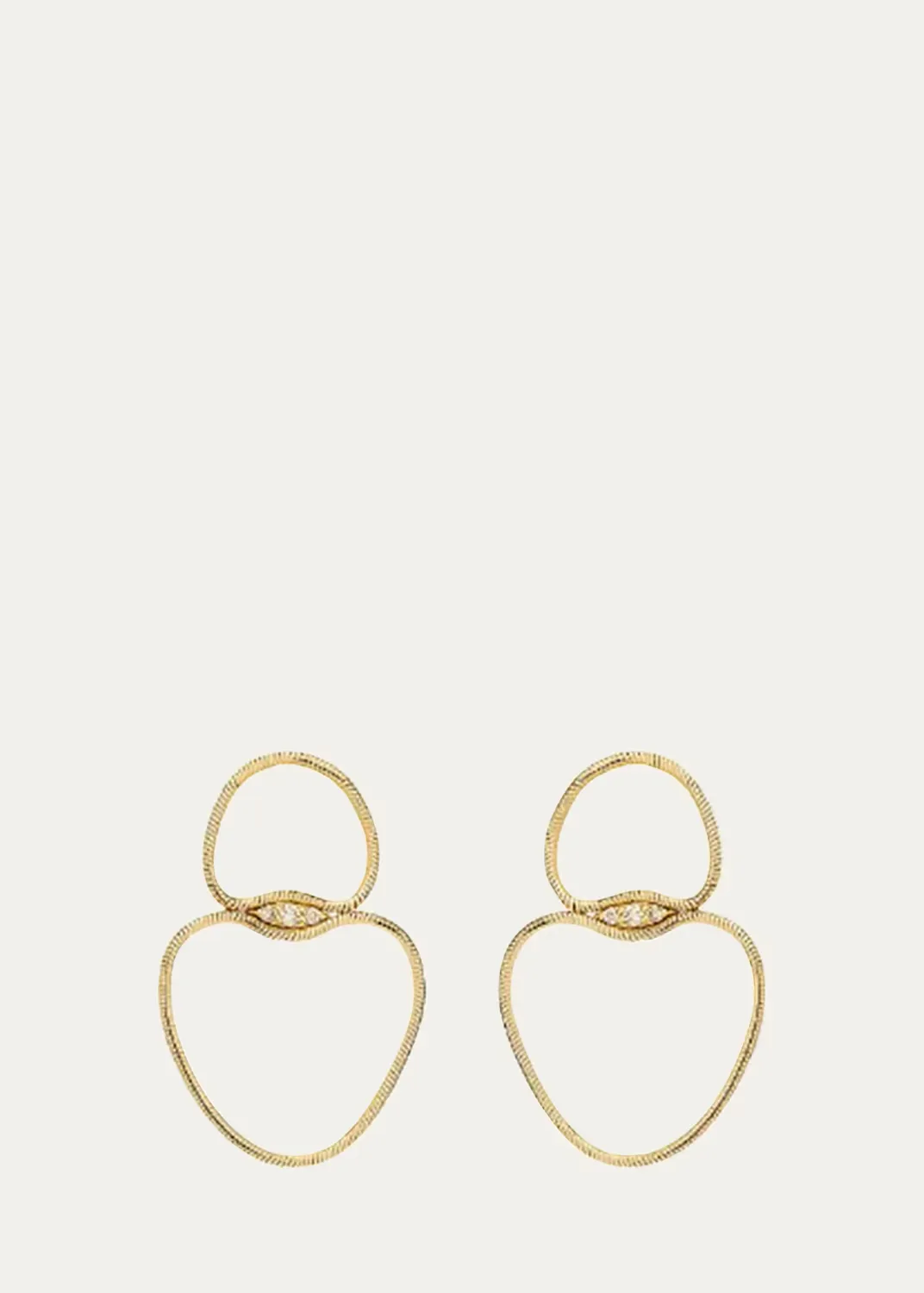 18k Yellow Gold Small Diamond Chain Earrings by Fernando Jorge
