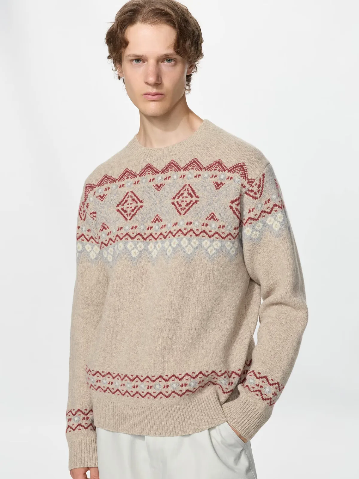 Lambswool Fair Isle Sweater by Uniqlo