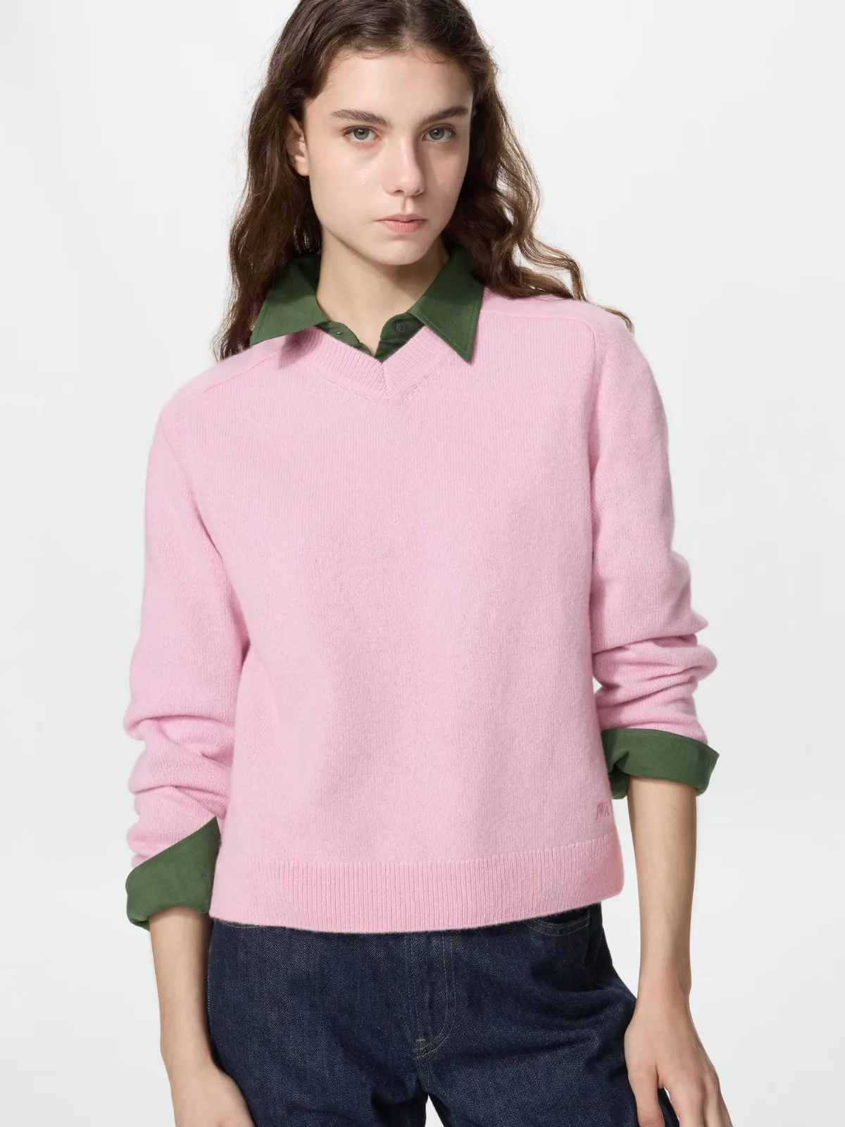 Wool Cashmere V-Neck Short Sweater by Uniqlo