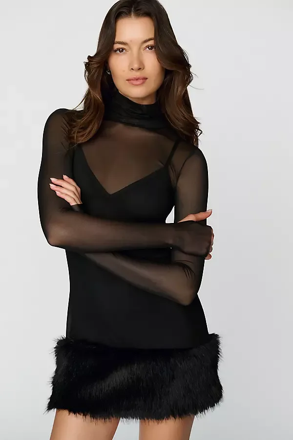 Saige Faux Fur Mini Dress by AFRM