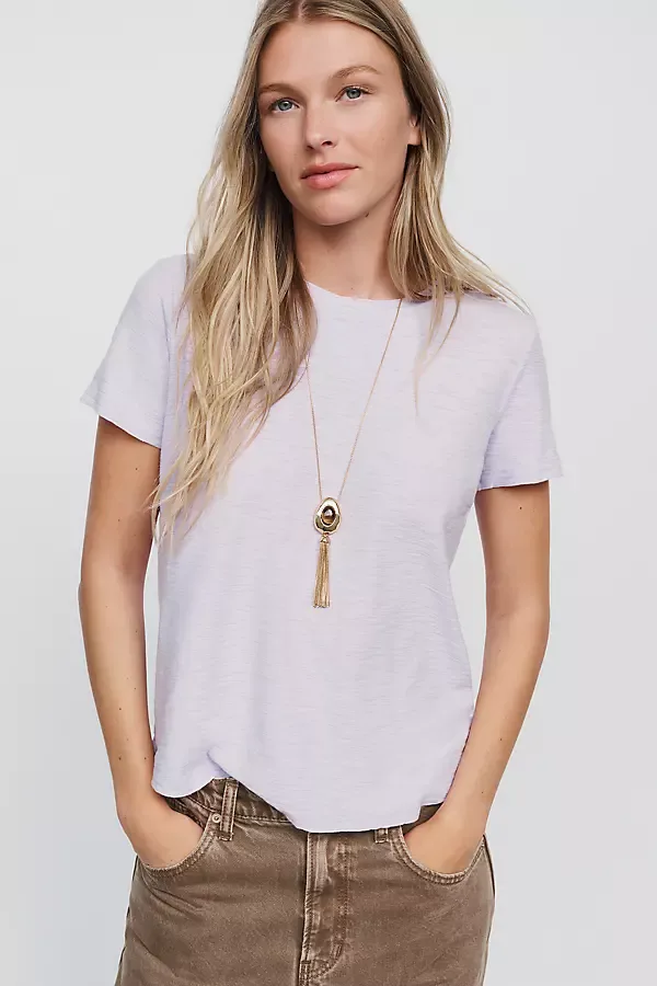 Bennie 100% Cotton Slim Crew Neck Tee by Pilcro