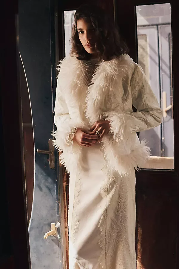 Angeline Faux Fur Jacquard Jacket by Elliatt
