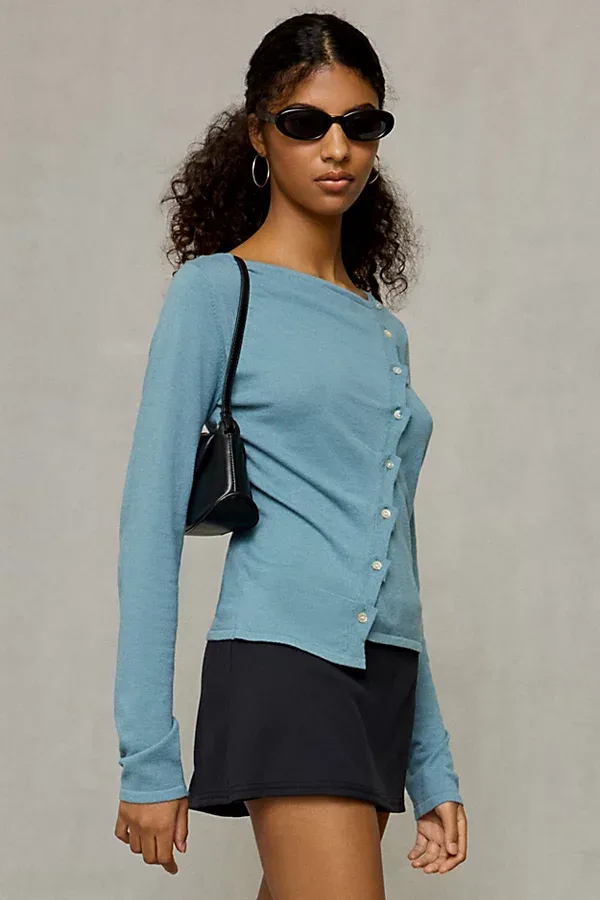 BDG Sutton Slanted Asymmetric Button Cardigan by BDG