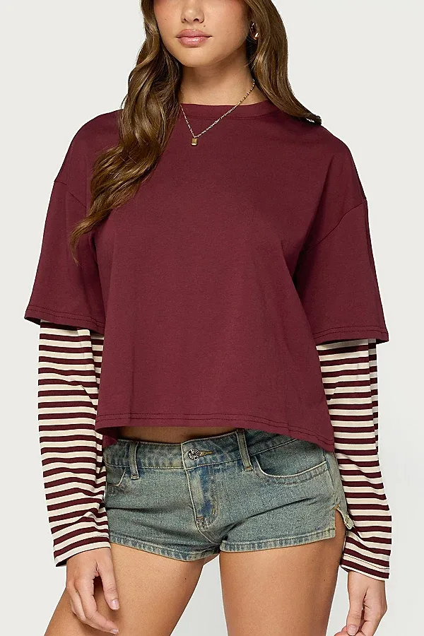 Nacie Layered Stripey Long Sleeve T Shirt