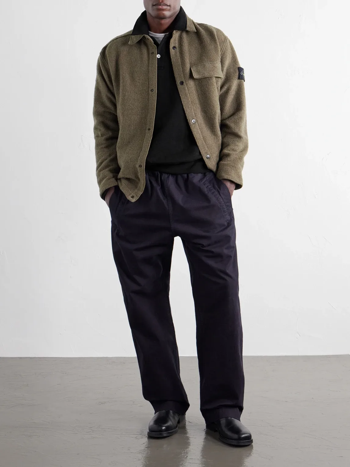 Garment-Dyed Tubular Cotton-Fleece Polo Sweater