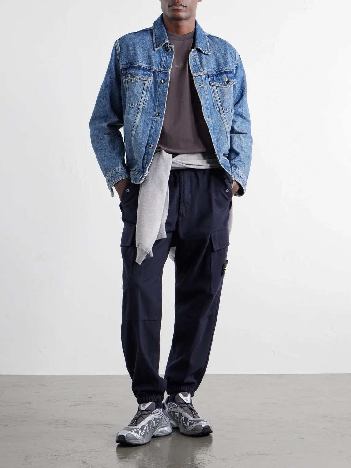 Garment-Dyed Wool-Blend Nylon Flannel-TC Cargo Sweatpants