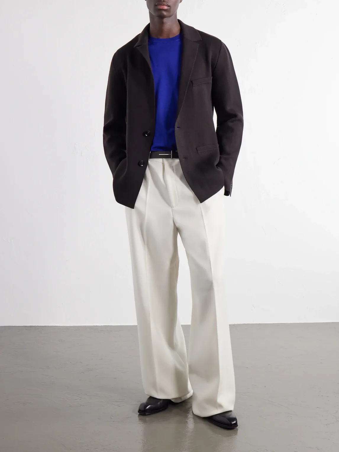 Knitted Wool-Blend Blazer