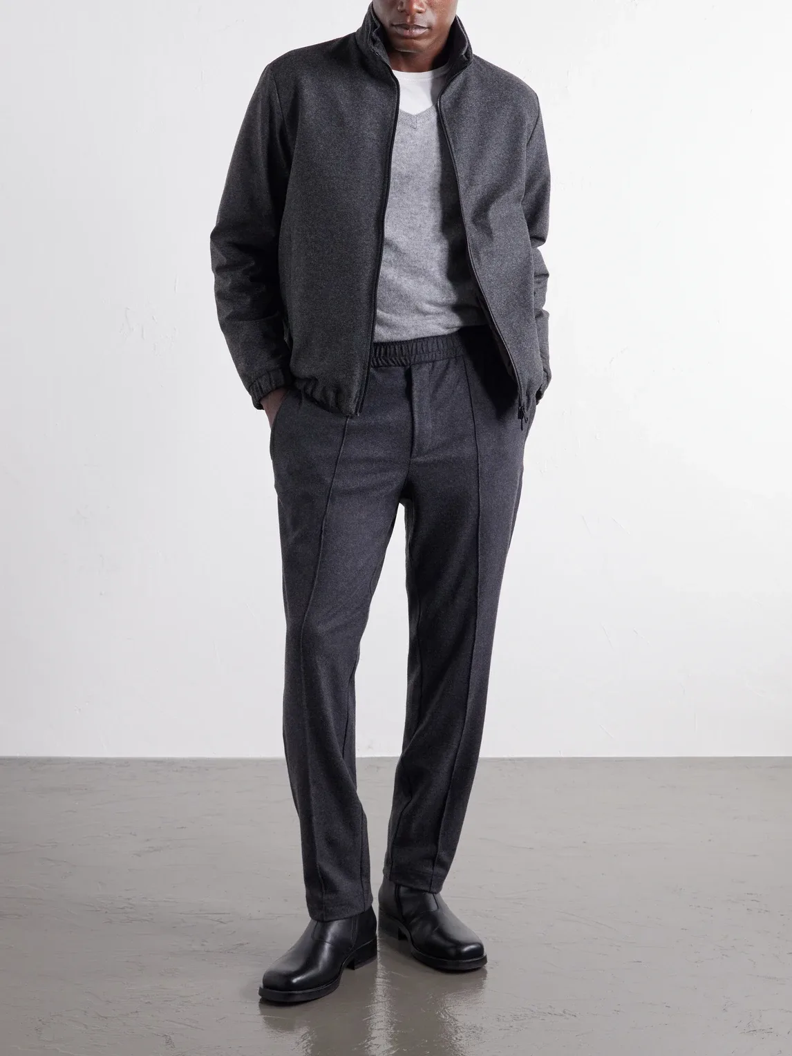 Straight-Leg Mlange Stretch-Flannel Sweatpants by Moncler