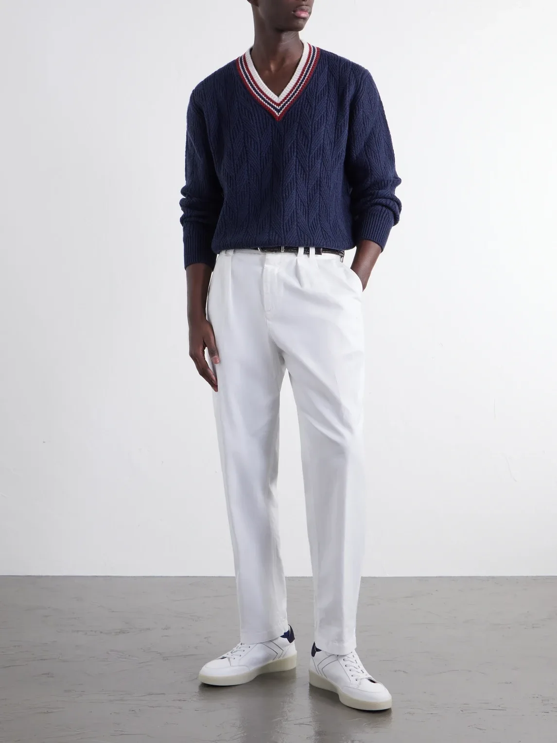 Herringbone Wool and Cashmere-Blend Sweater by Canali