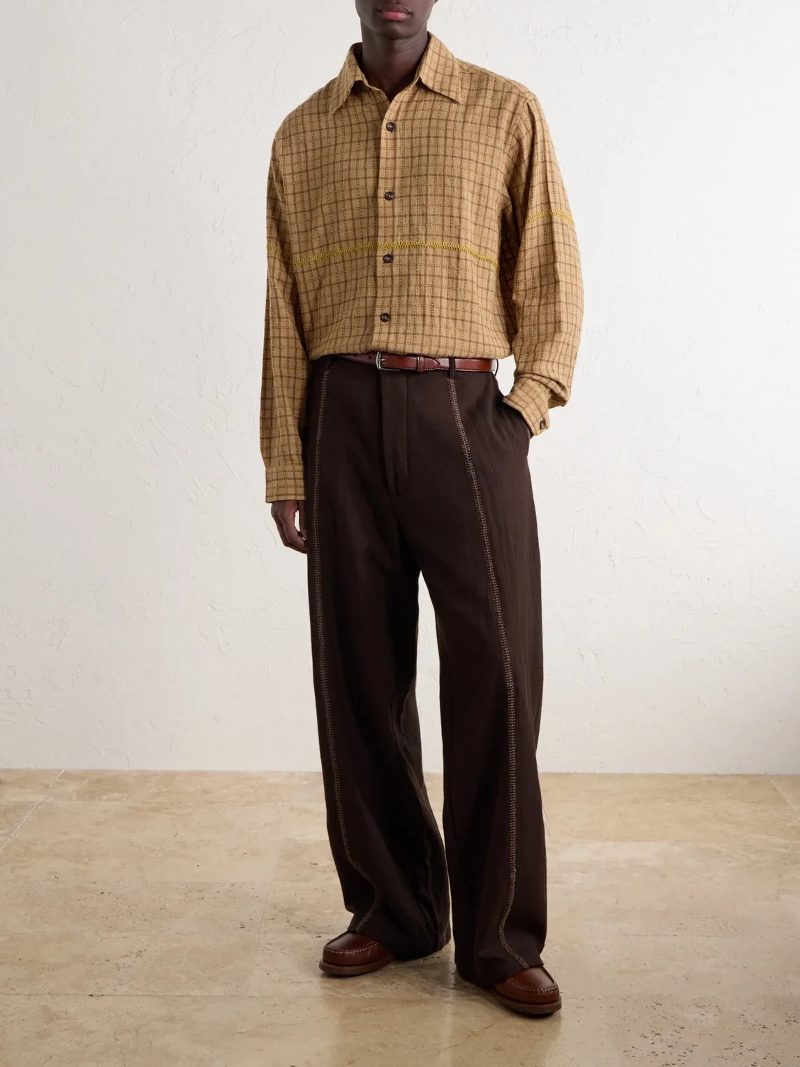 Rabari Embroidered Checked Handwoven Cotton Shirt