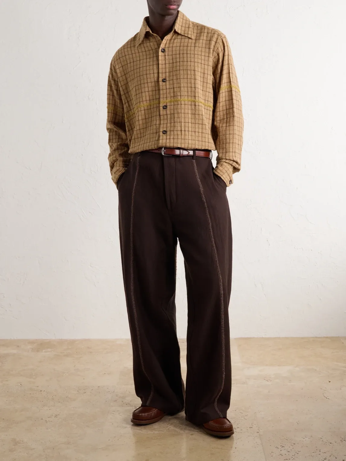 Sultan Straight-Leg Embroidered Handwoven Wool Trousers by Kartik Research