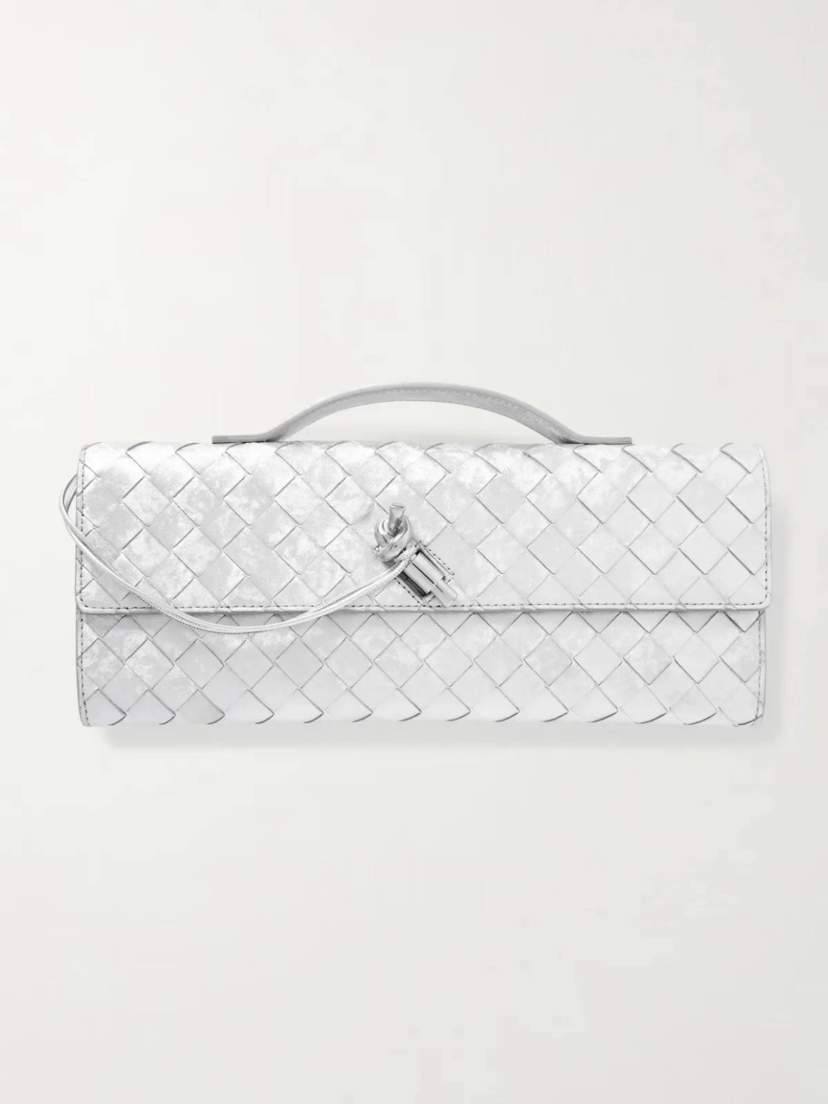 - Andiamo Long Intrecciato Metallic Leather Clutch -