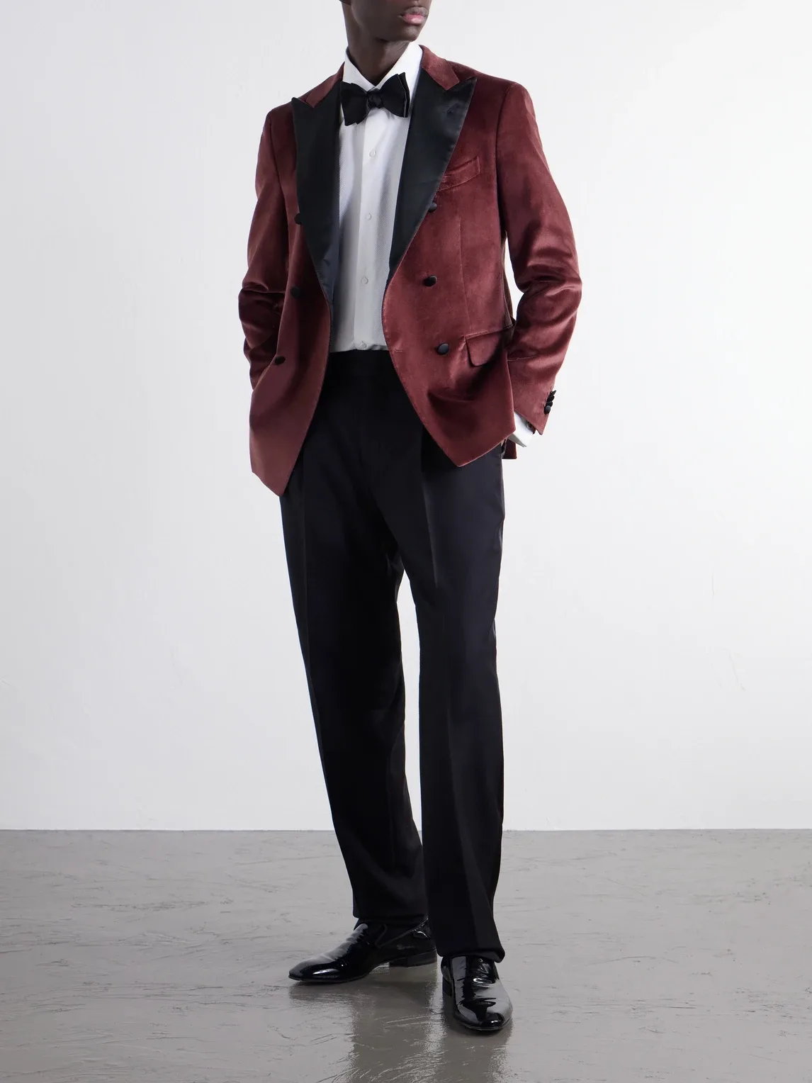 Double-Breasted Satin-Trimmed Stretch Cotton-Velvet Tuxedo Jacket