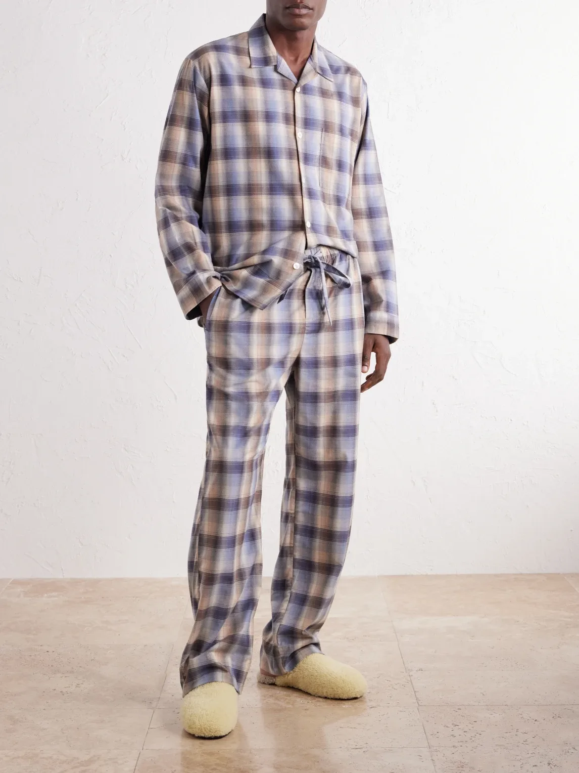Auralee Checked Organic Cotton-Flannel Pyjama Trousers
